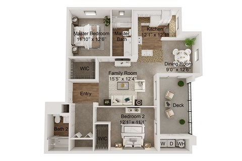2 bed 2 bath B3A Floor Plan at Monarch at Dos Vientos, California, 91320